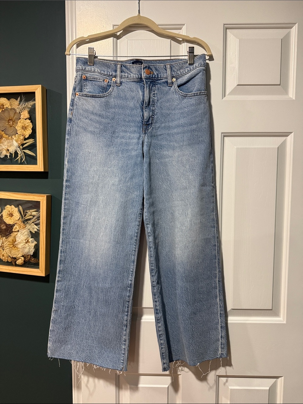J. Crew Light Blue Wide-Leg Jeans with Raw Hem